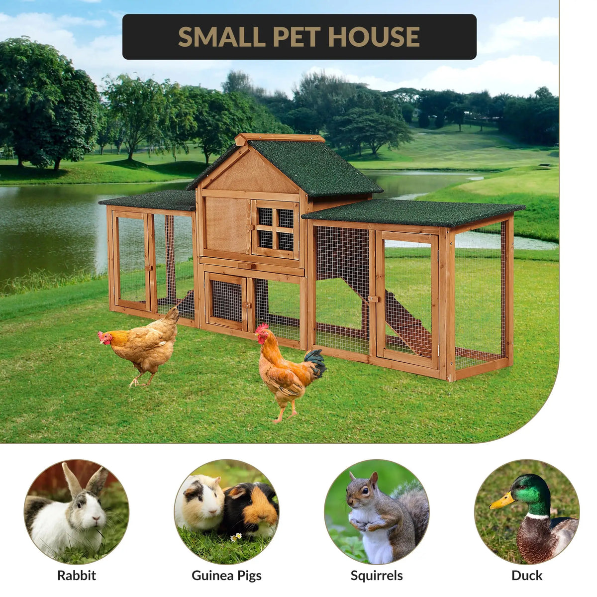 DishyKooker Outdoor Wooden Rabbit Hutch With Double Runs And Ramp