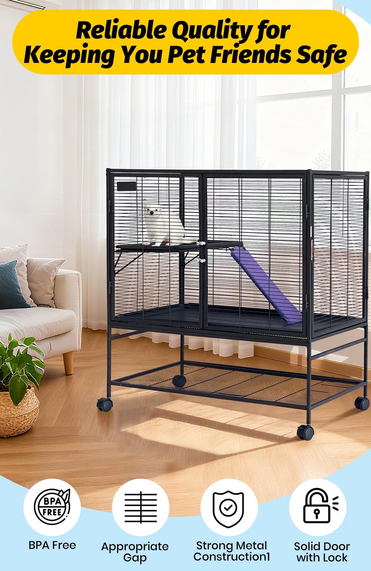 HiMISS Multi Level Small Animal Cage With Ramp And Tray