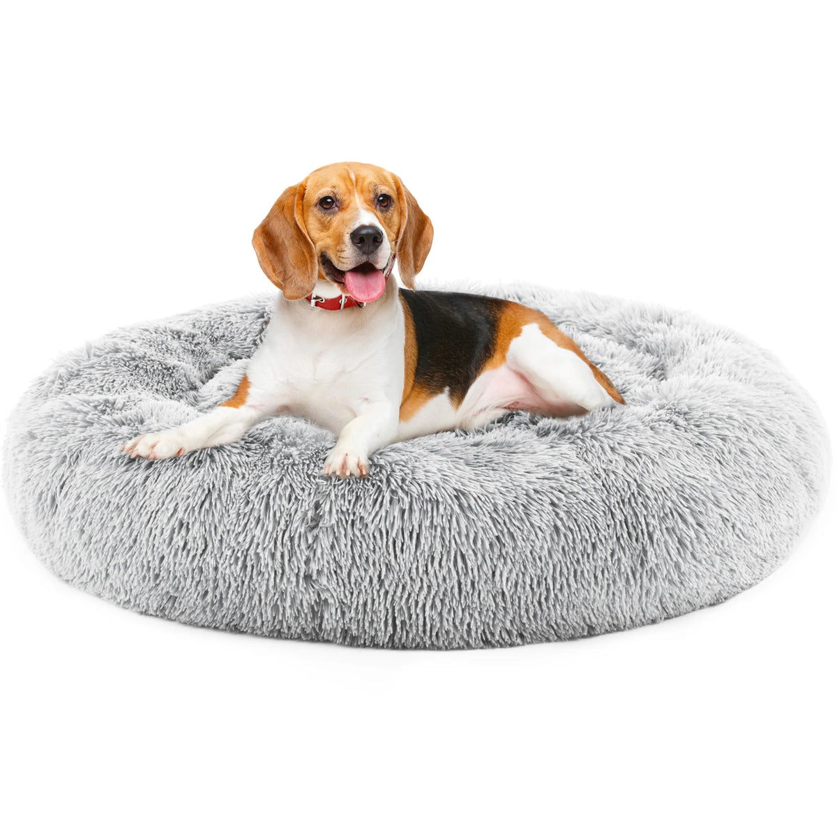 JHK Ultra Soft Round Plush Faux Fur Calming Dog Bed
