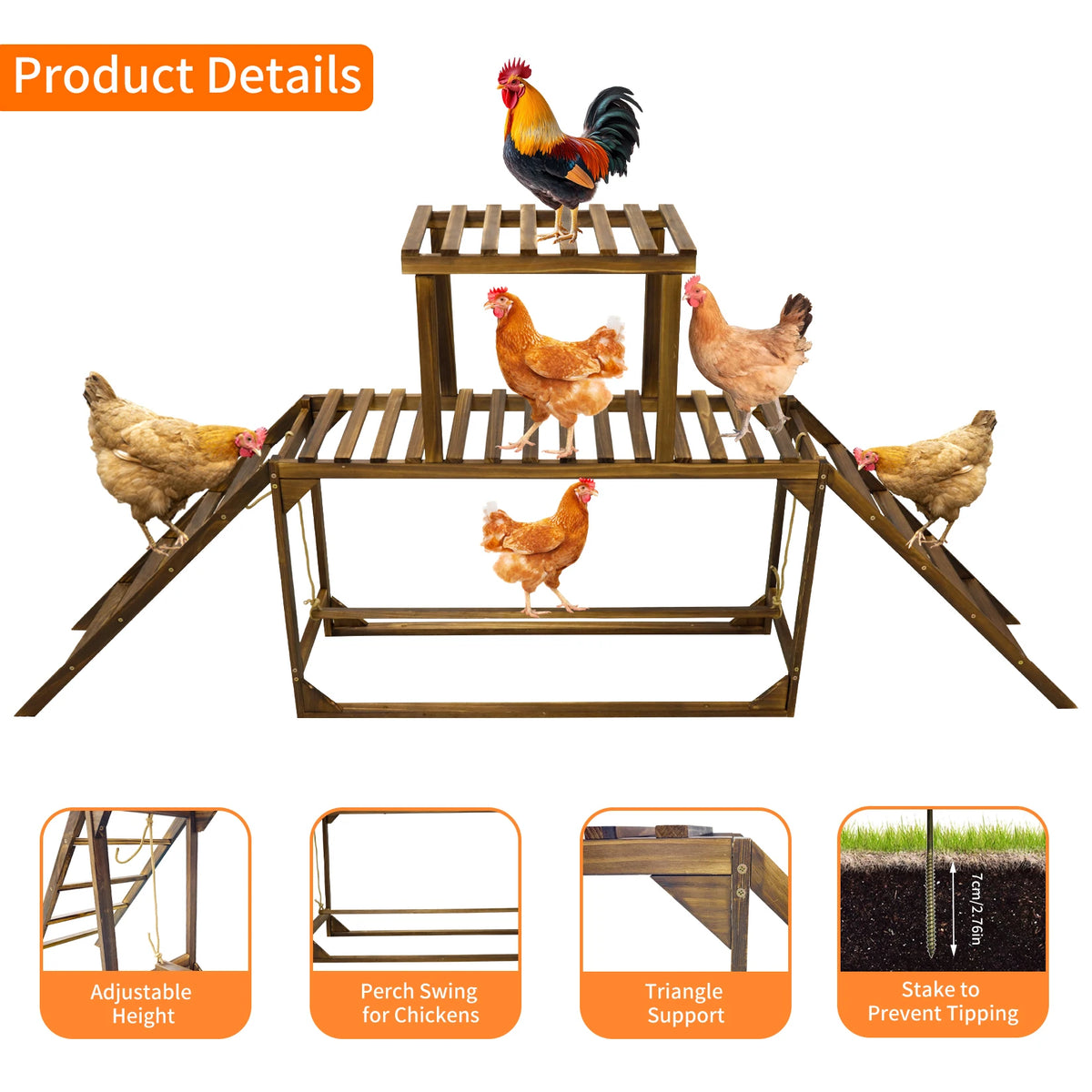 Borwart Chicken Coop Ladder With Swing And Roosting Bar