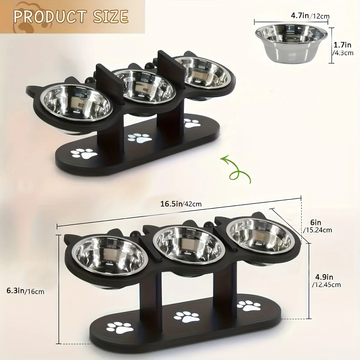 Adjustable Tilted Wooden Raised Pet Bowl For Cats And Puppies