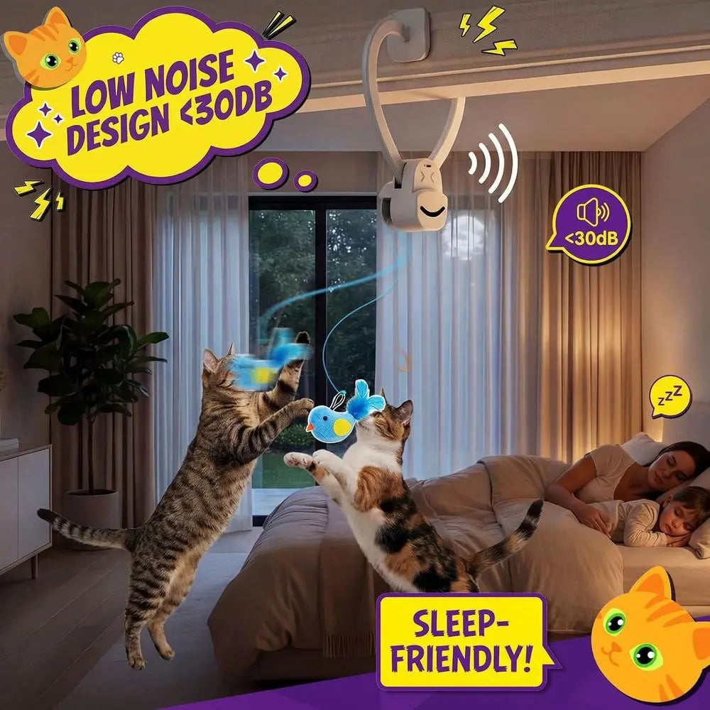 Interactive Cat Toy Wand Bird Chase Indoor USB Rechargeable