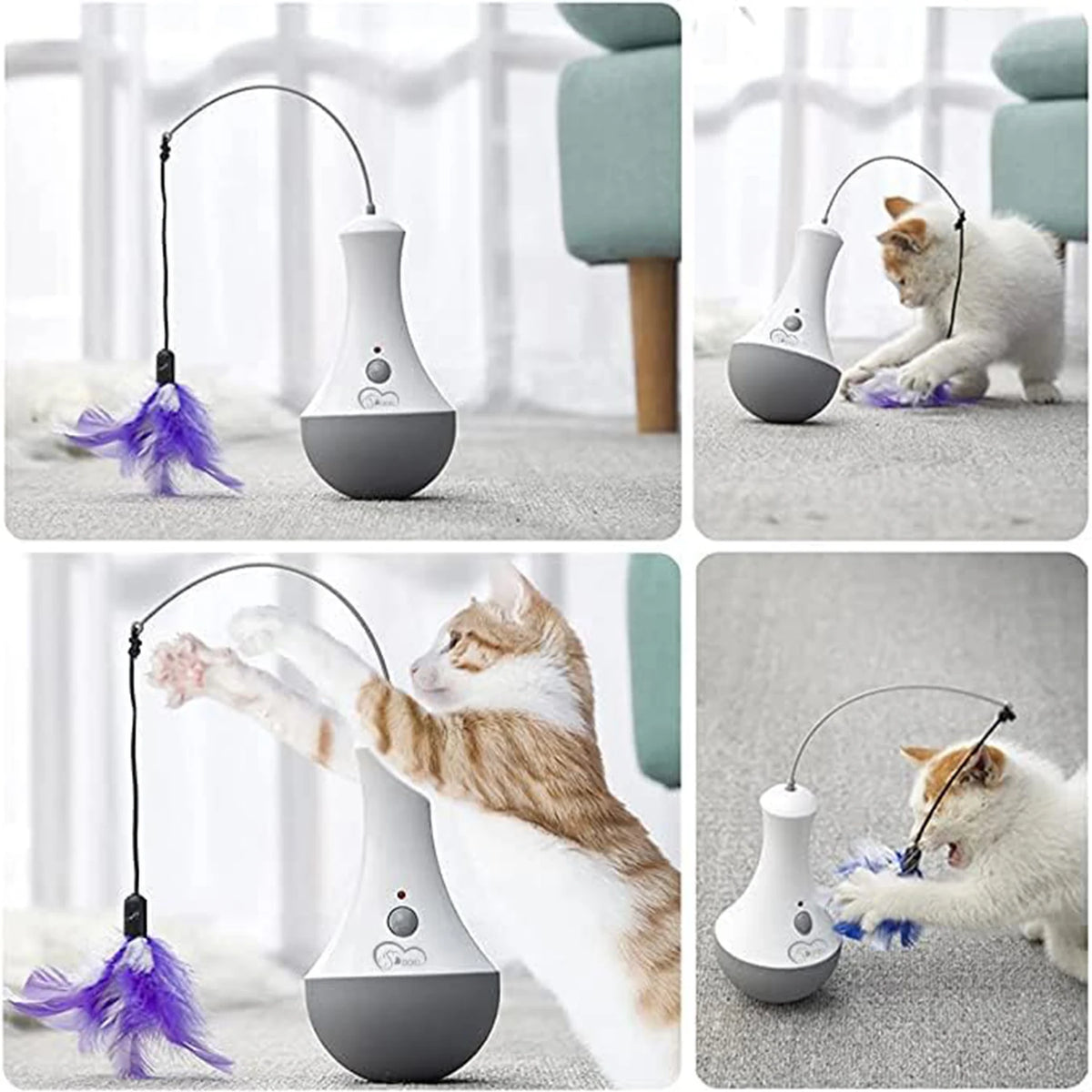 Doel Interactive Cat Feather Toy With Automatic 360 Rotation Design