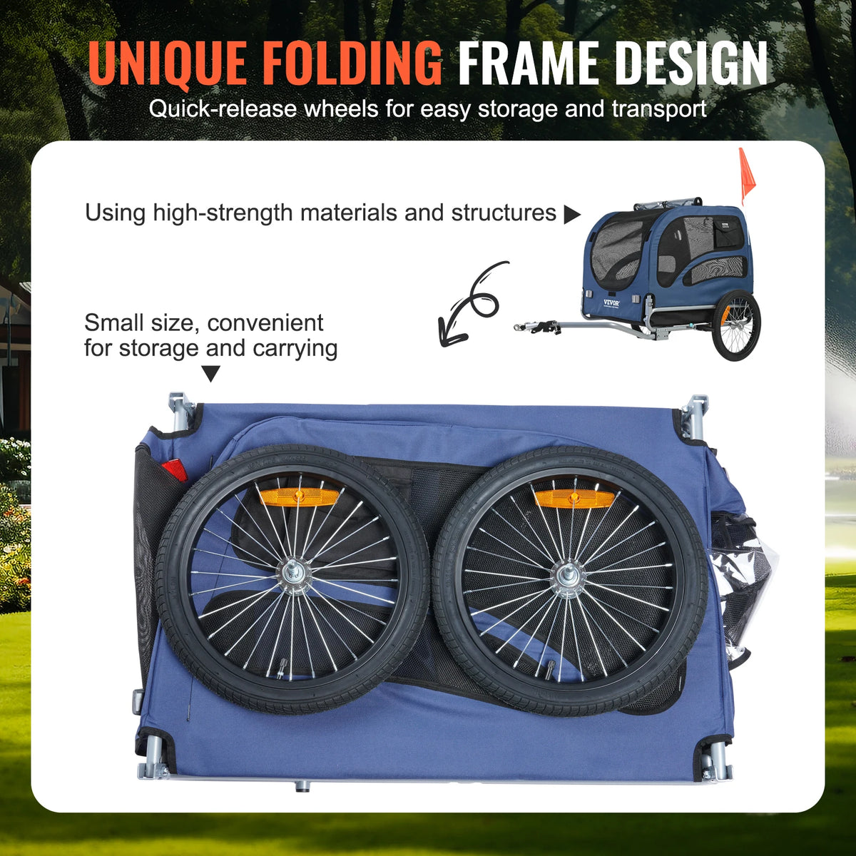 Collapsible Dog Bike Trailer With Reflective Safety Features
