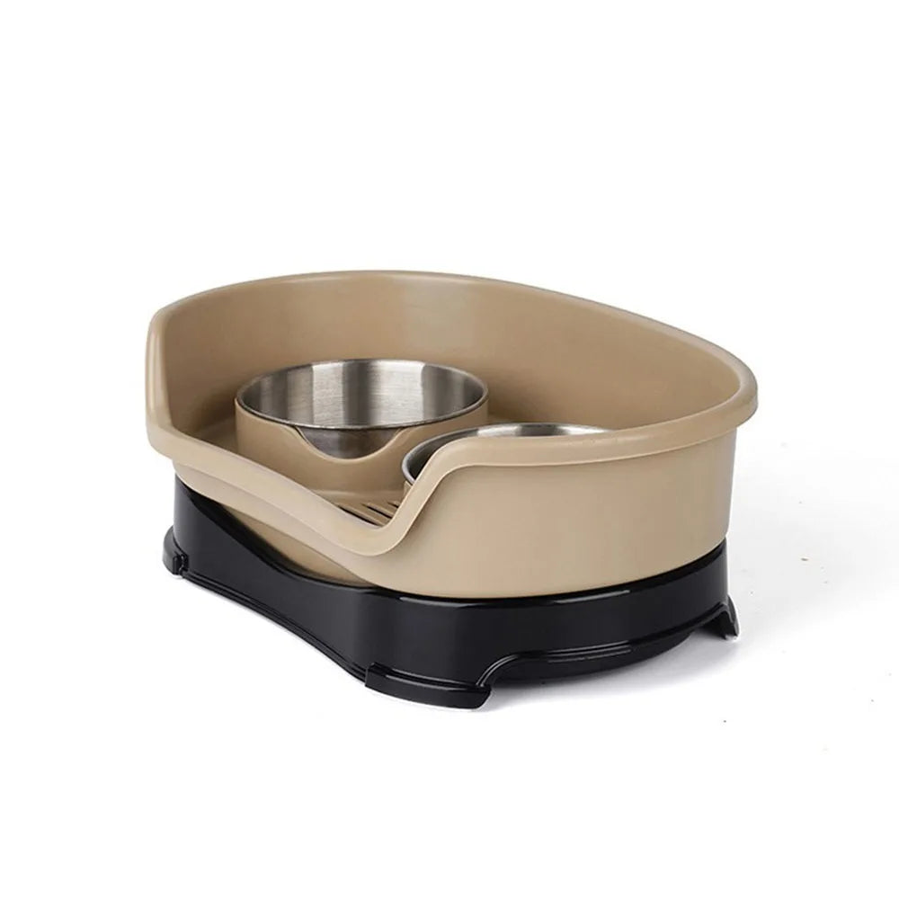 Stainless Steel Dog Bowl Non Slip Removable Baffle Plate