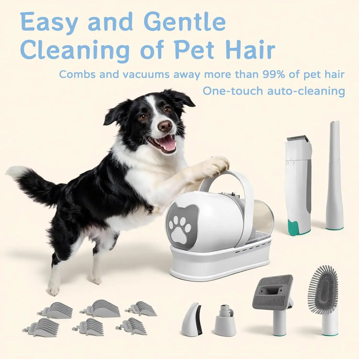 7 In 1 Dog Grooming Vacuum Kit With Deshedding Brush And Trimmers
