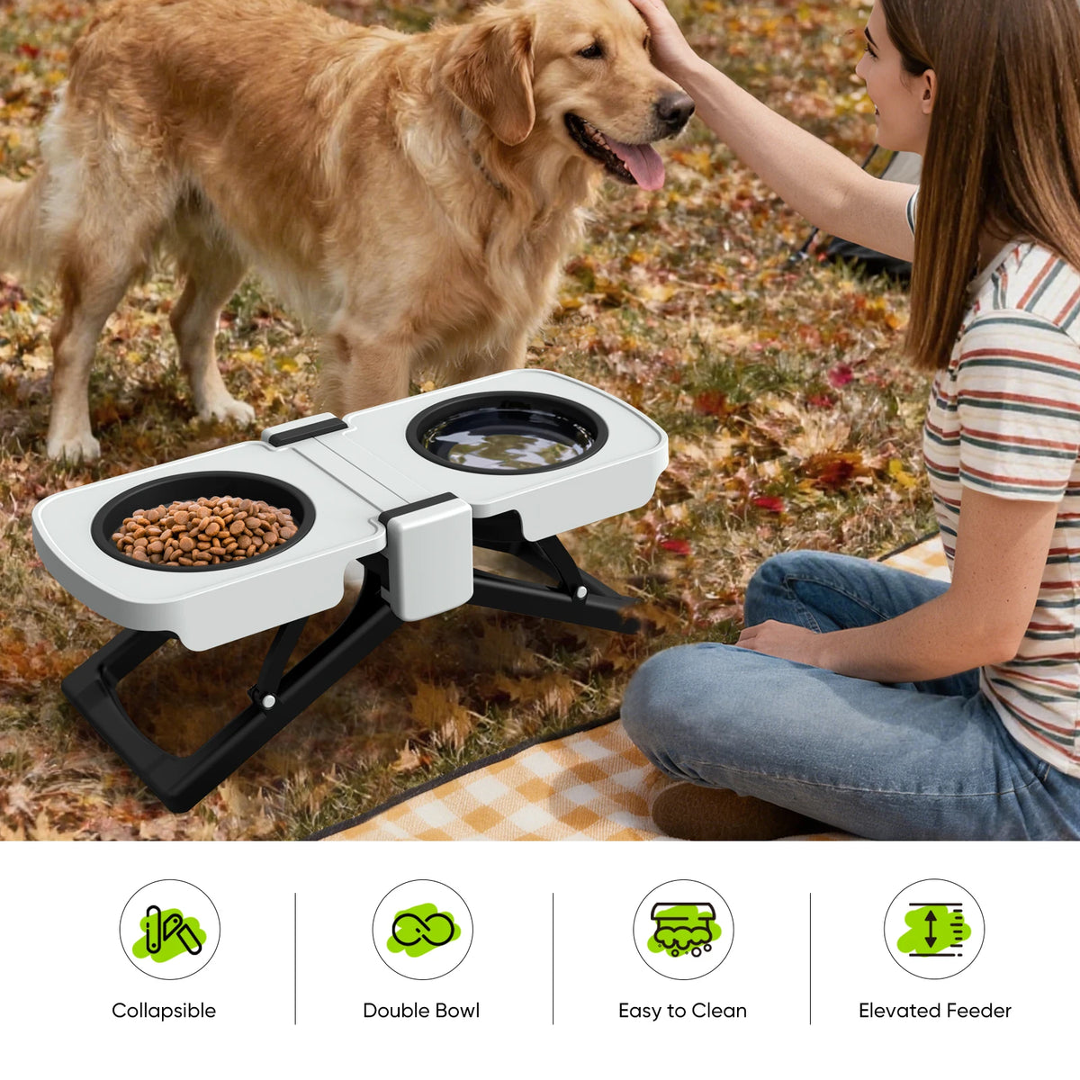 Superdesign Portable Elevated Dog Bowls Stand For Travel Feeding