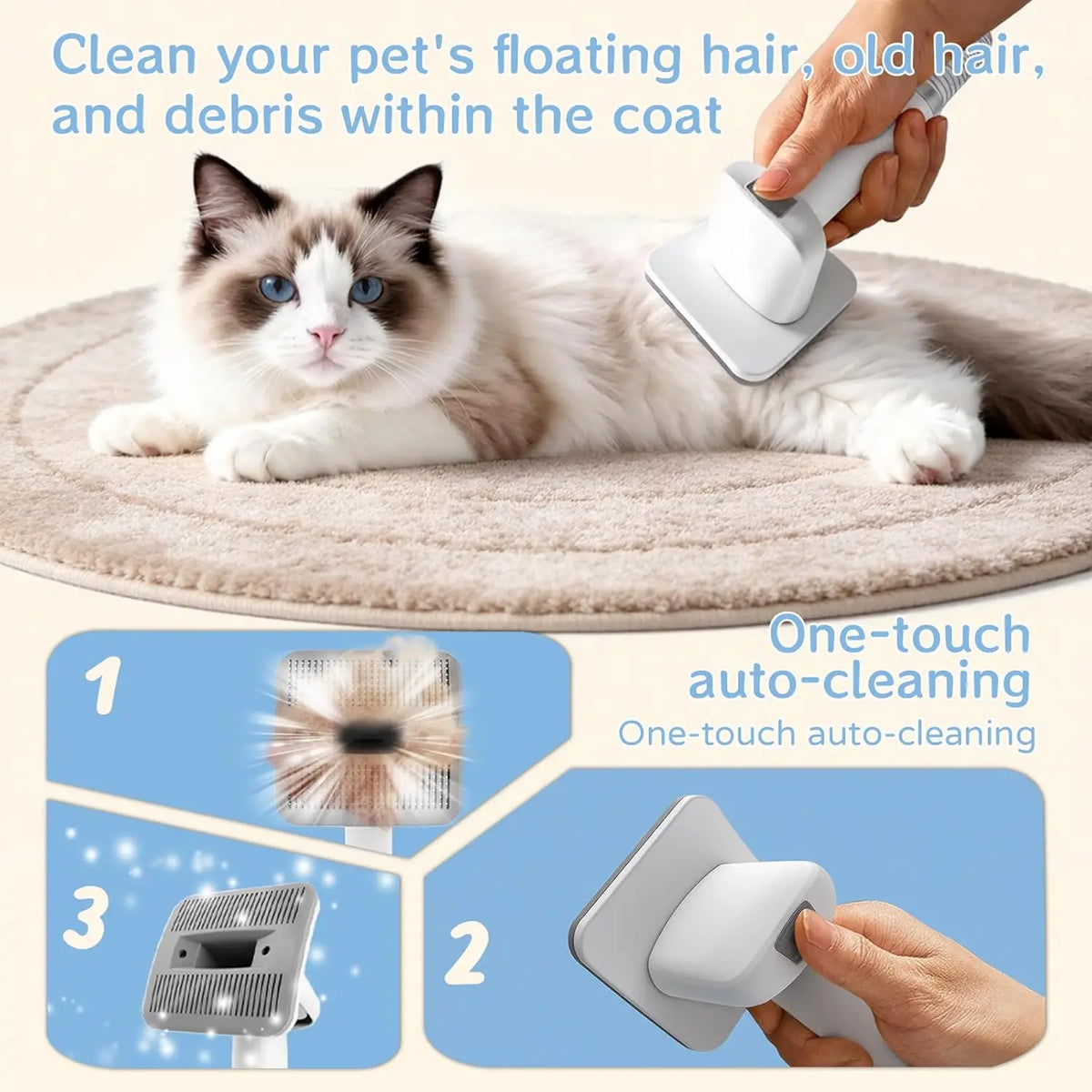 7 In 1 Dog Grooming Vacuum Kit With Deshedding Brush And Trimmers