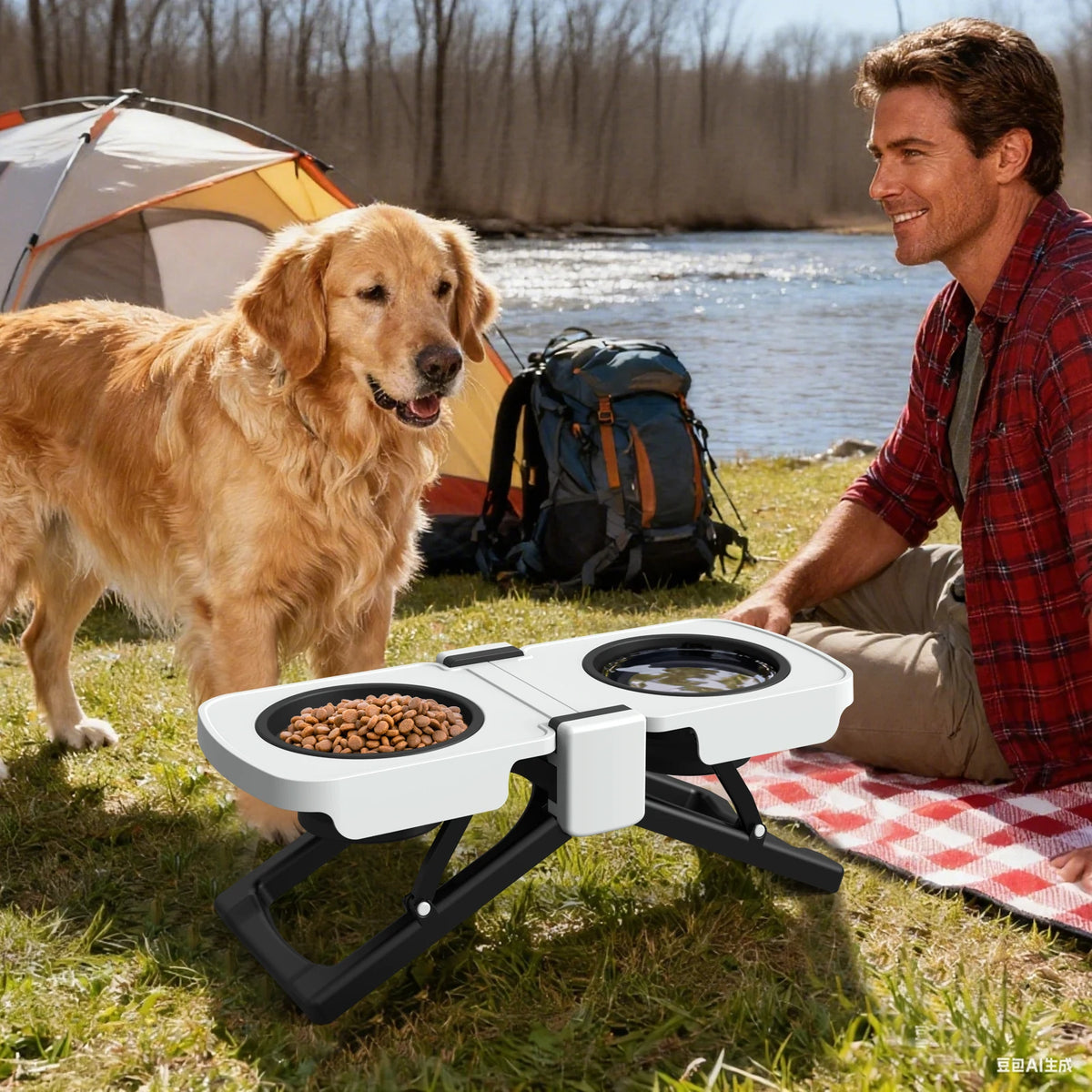 Superdesign Portable Elevated Dog Bowls Stand For Travel Feeding