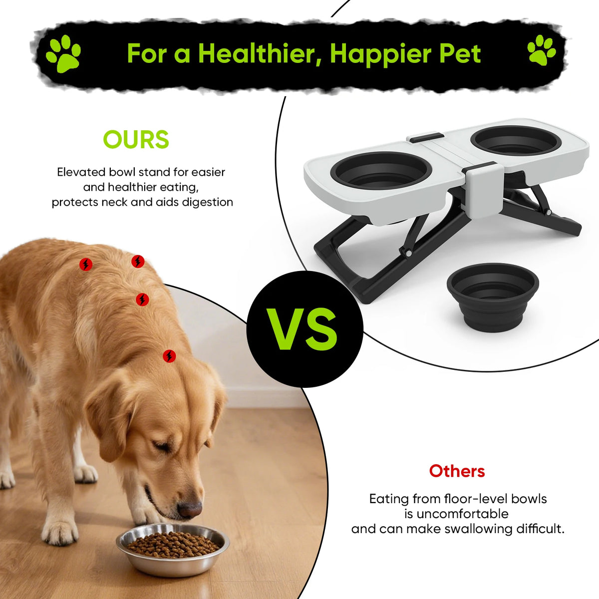 Superdesign Portable Elevated Dog Bowls Stand For Travel Feeding