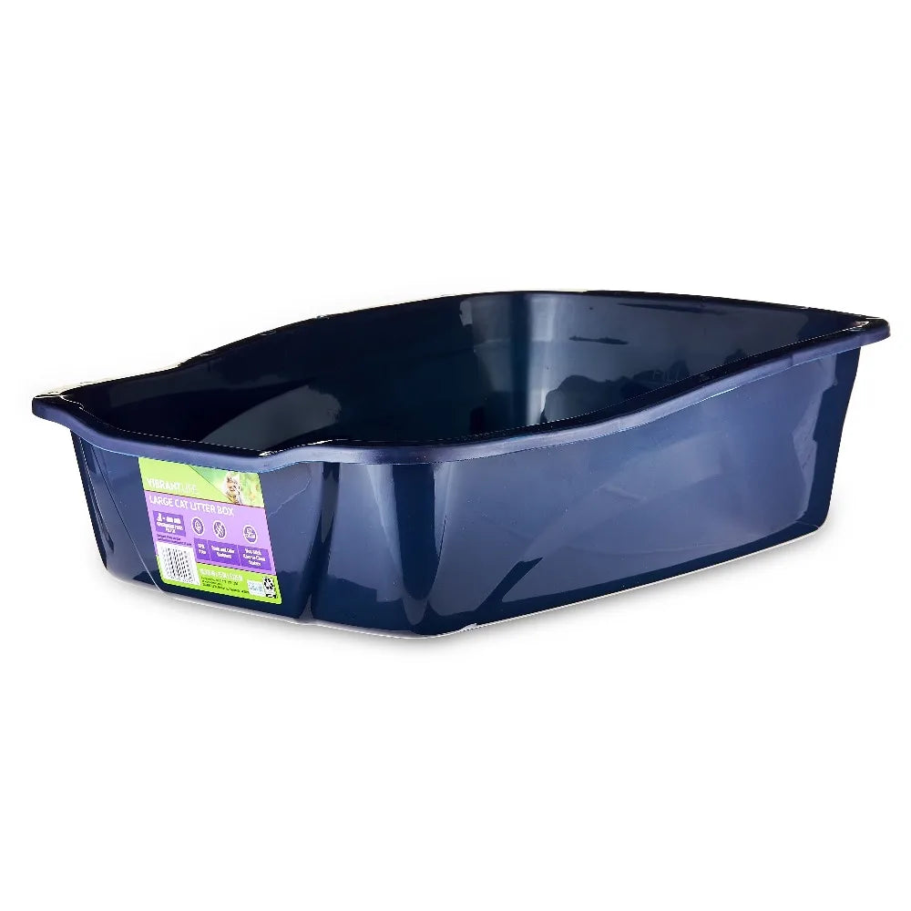 Open Cat Litter Box With High Sides And Removable Lid