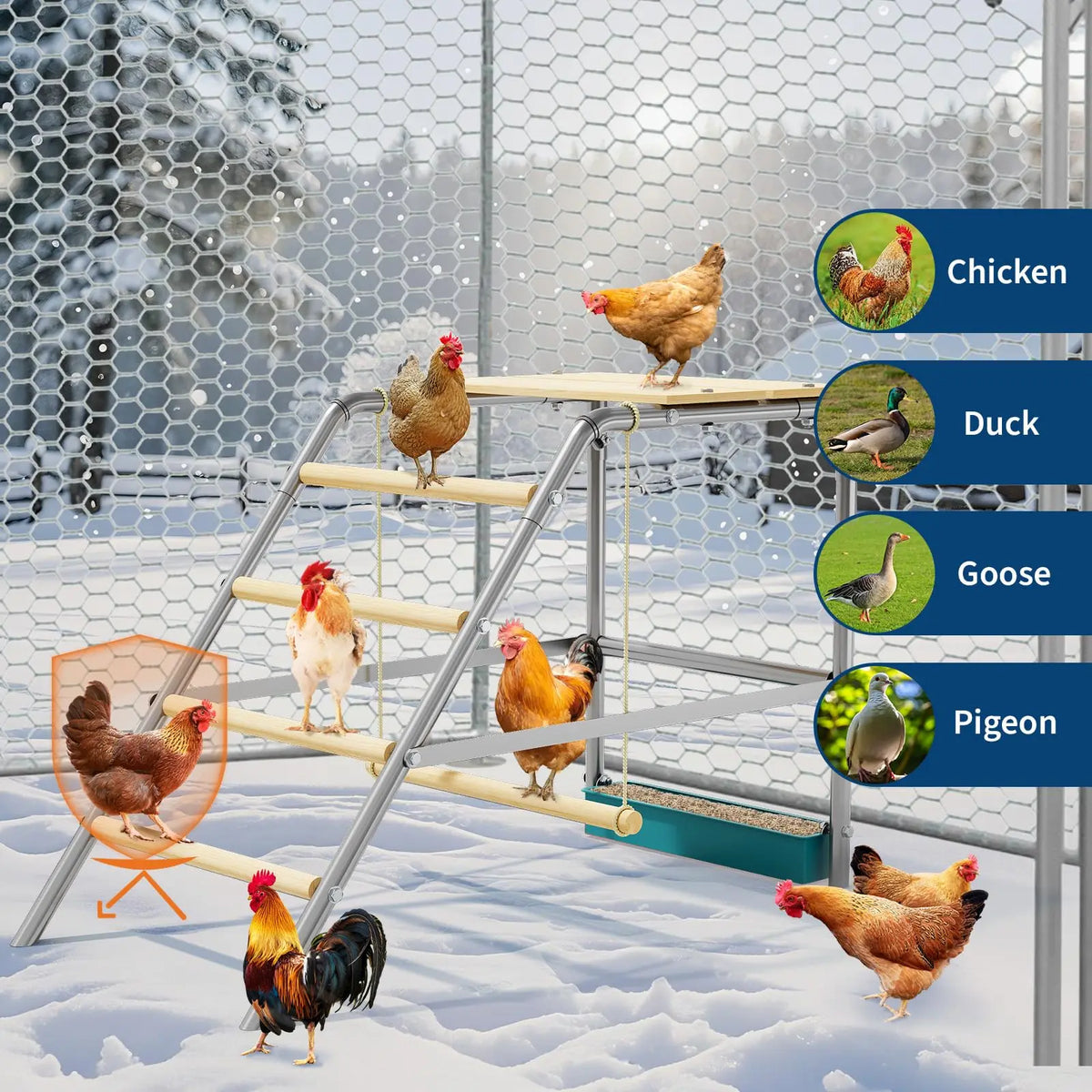 HiMISS Durable Galvanized Steel Chicken Coop Roost