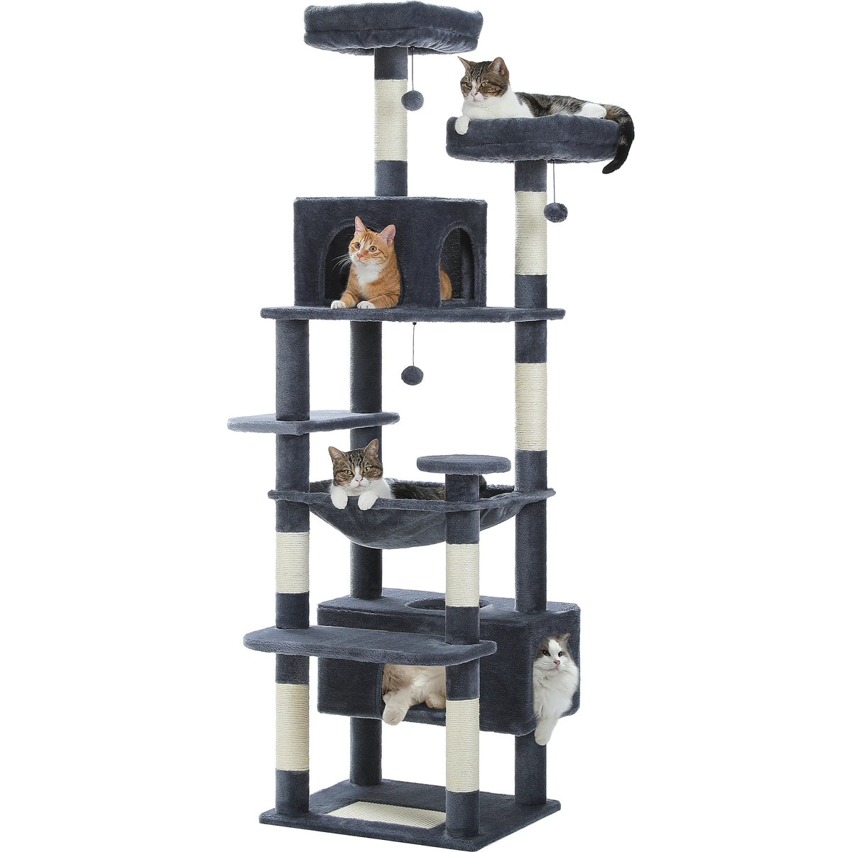 PEQULTI Multi Tier Cat Tree Tower With Scratching Posts