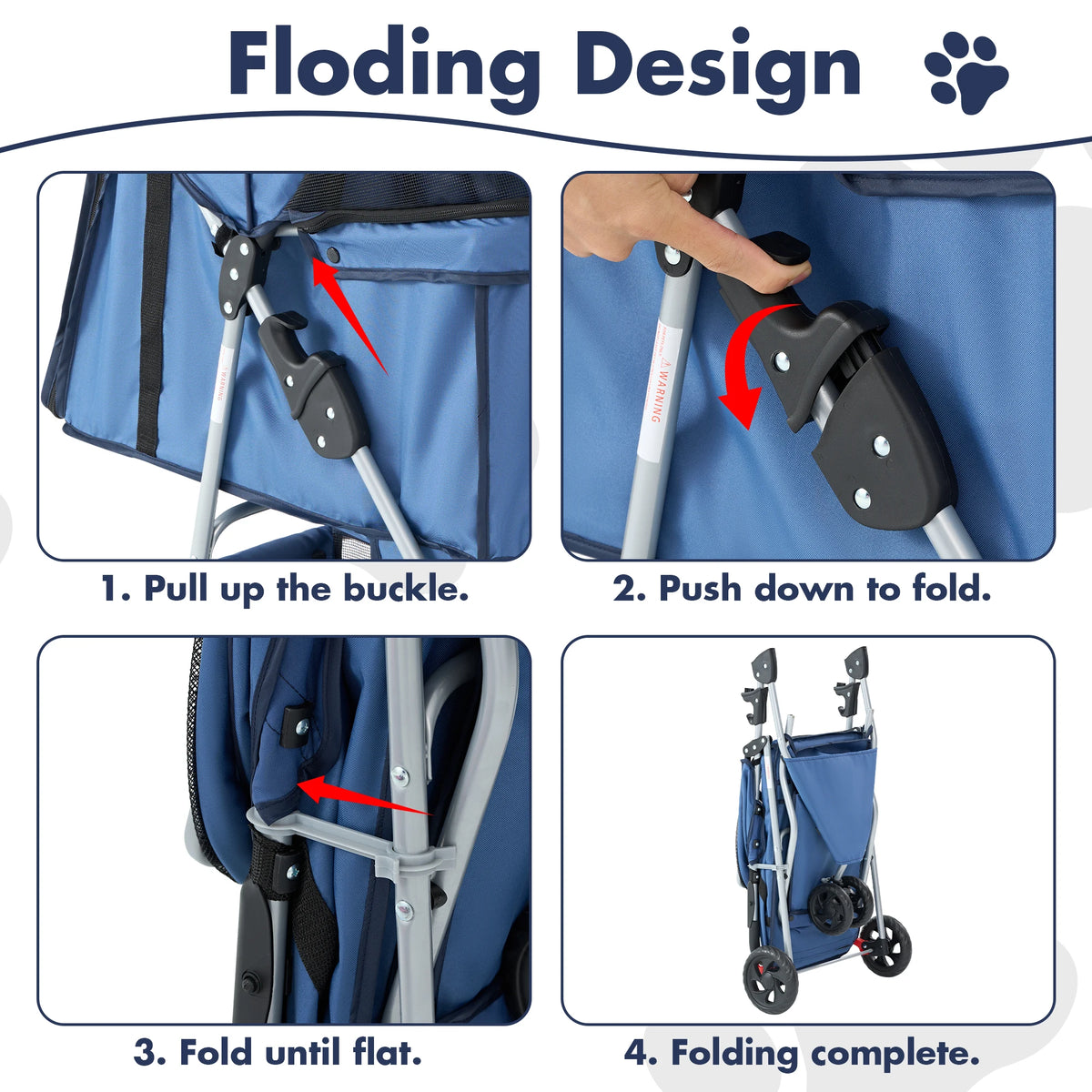 Foldable Three Wheel Pet Stroller For Small Dogs And Cats