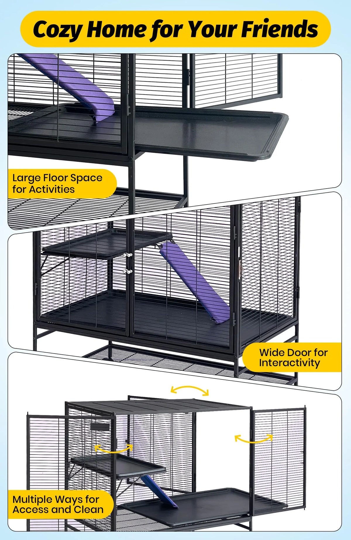 HiMISS Multi Level Small Animal Cage With Ramp And Tray