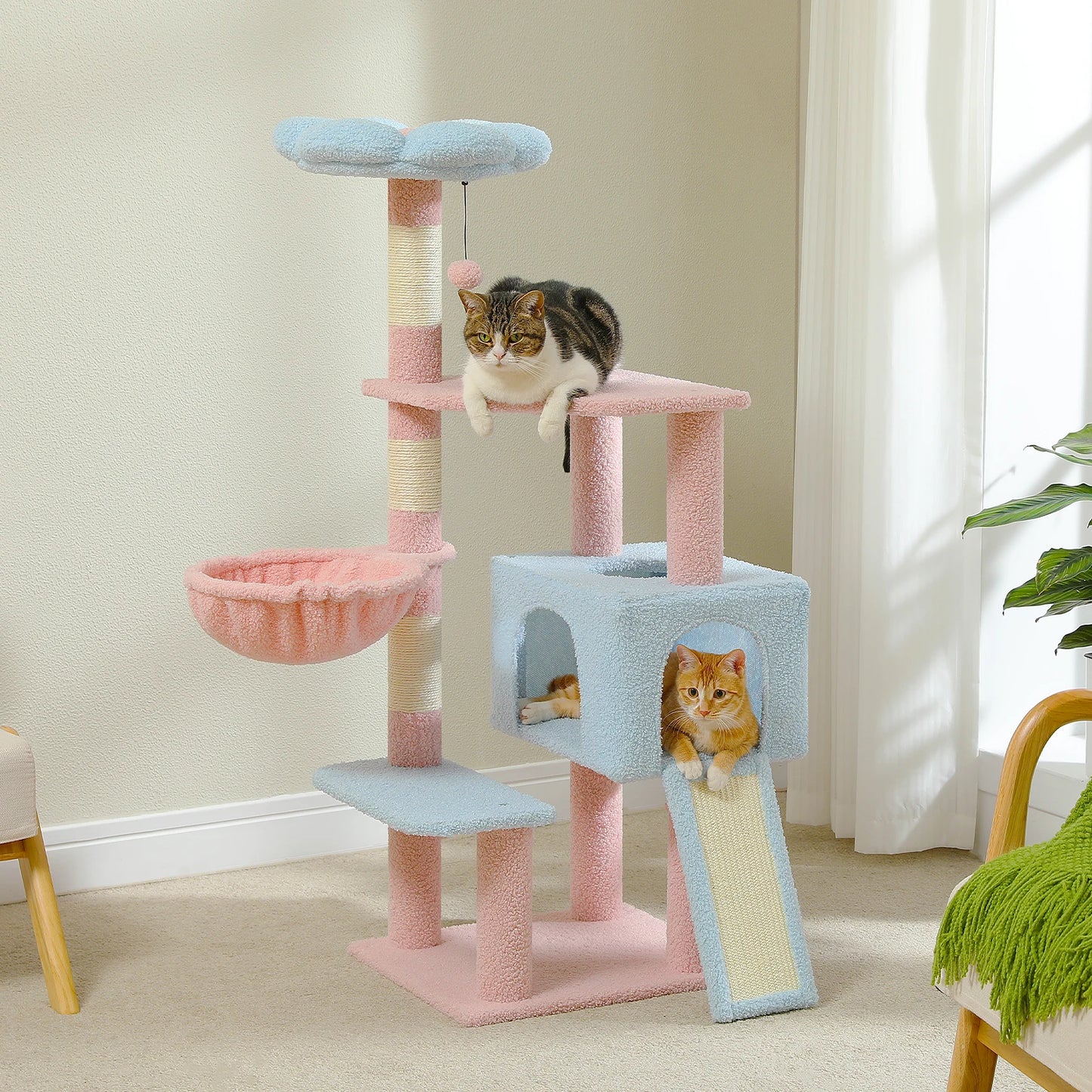 PEQULTI CN Flower Cat Tree Multi Level Cat Tower With Scratching Posts