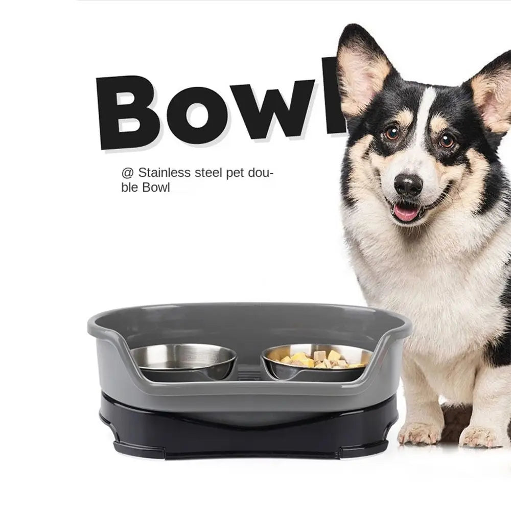 Stainless Steel Dog Bowl Non Slip Removable Baffle Plate