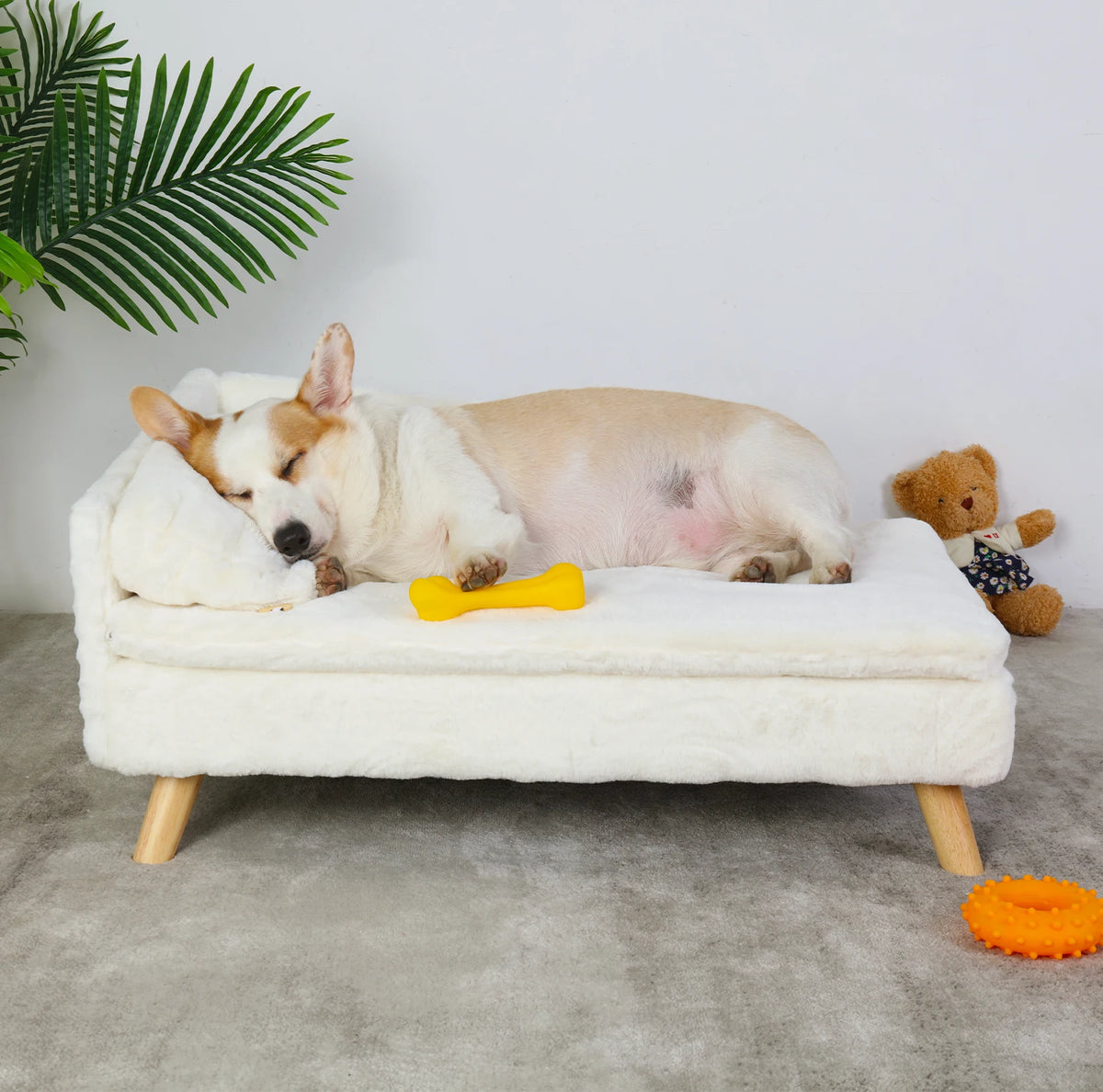 Bingopaw Elevated Pet Bed With Waterproof Cushion And Wood Legs