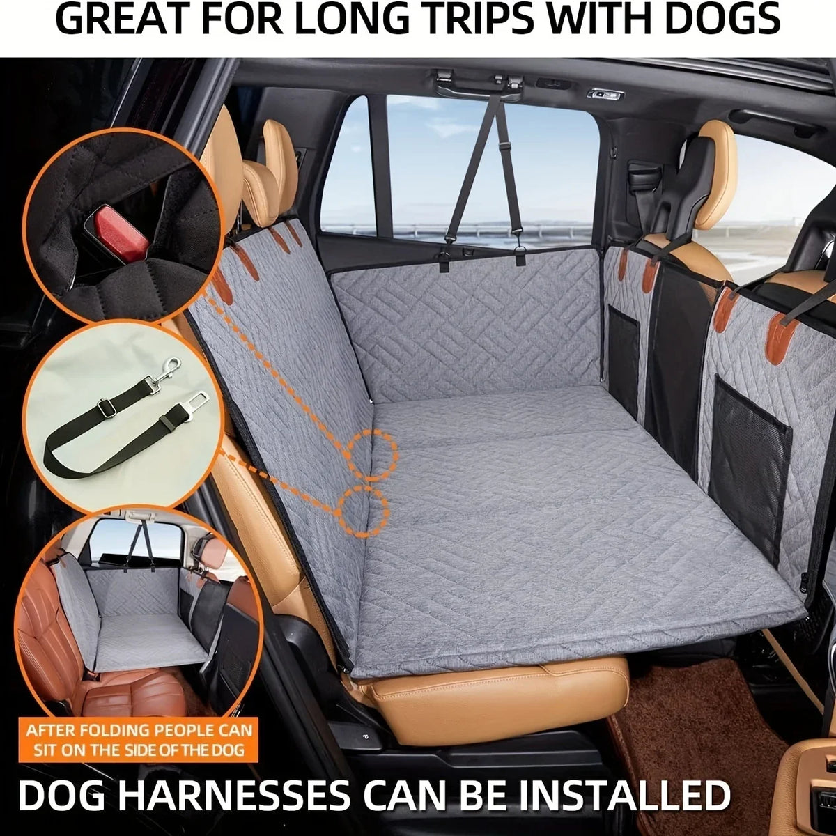 Waterproof Hammock Pet Car Seat Cover With Soft Cotton Padding