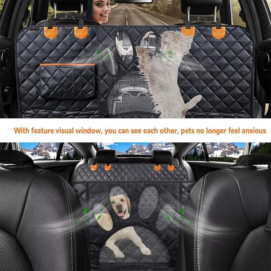 Waterproof Dog Car Seat Cover With Mesh Window And Zipper