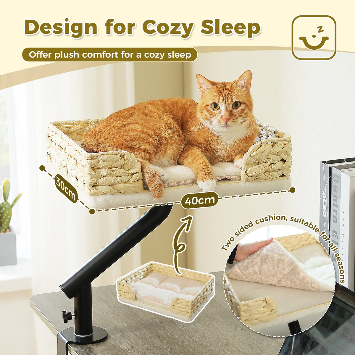 Pawz Road Adjustable Rotatable Plush Desk Cat Bed Stand