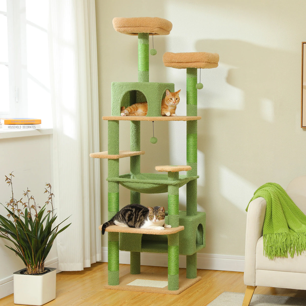 PEQULTI Multi Tier Cat Tree Tower With Scratching Posts