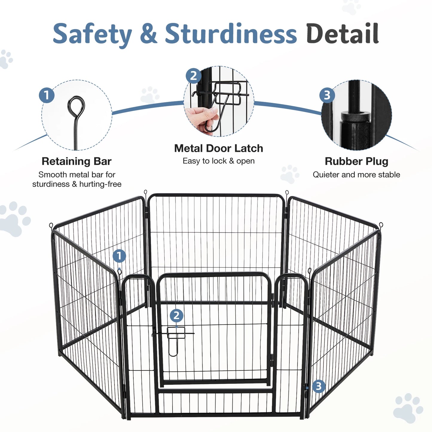 JHK 6 Panels Metal Dog Playpen Foldable Fence Indoor Outdoor