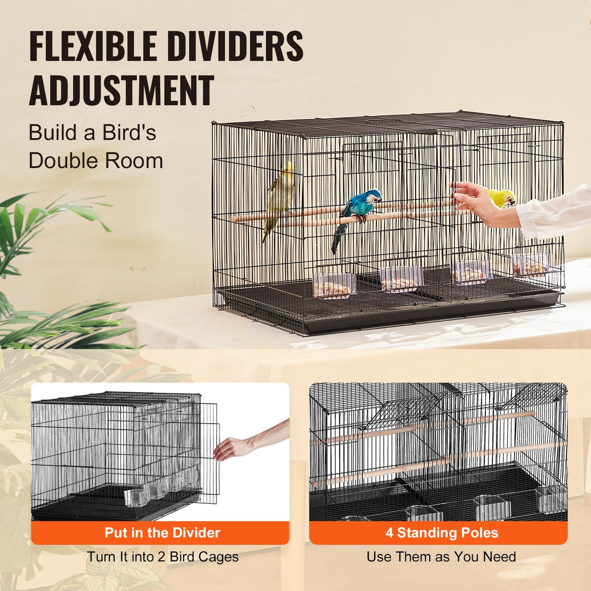 SucceBuy Flight Bird Cage With Stackable Divider And Travel Handle