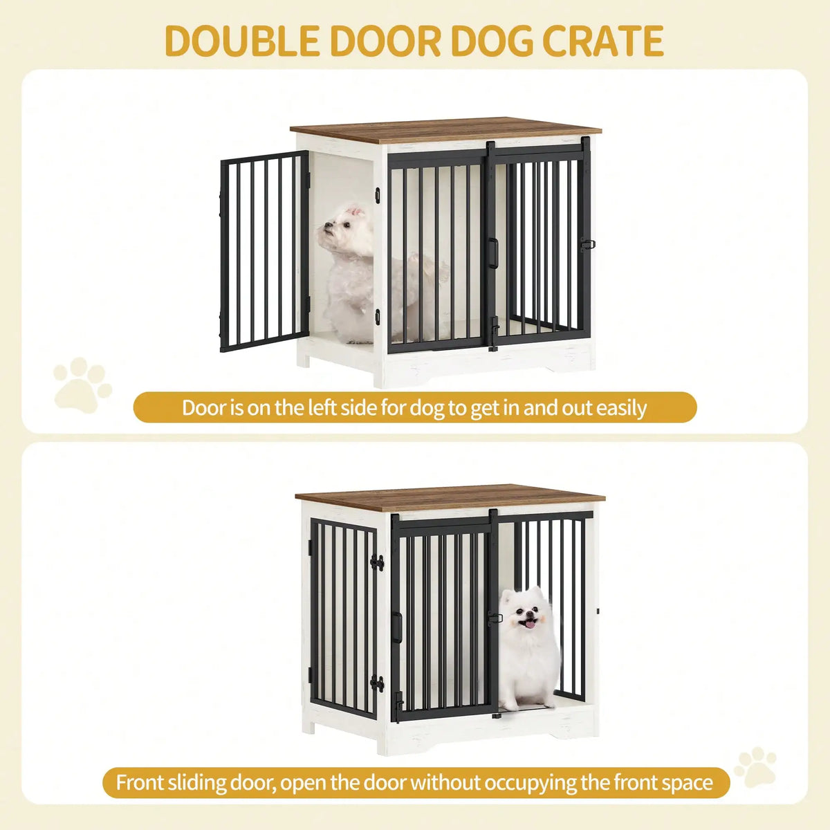 Wooden Dog Crate Furniture With Barn Door And Side Table