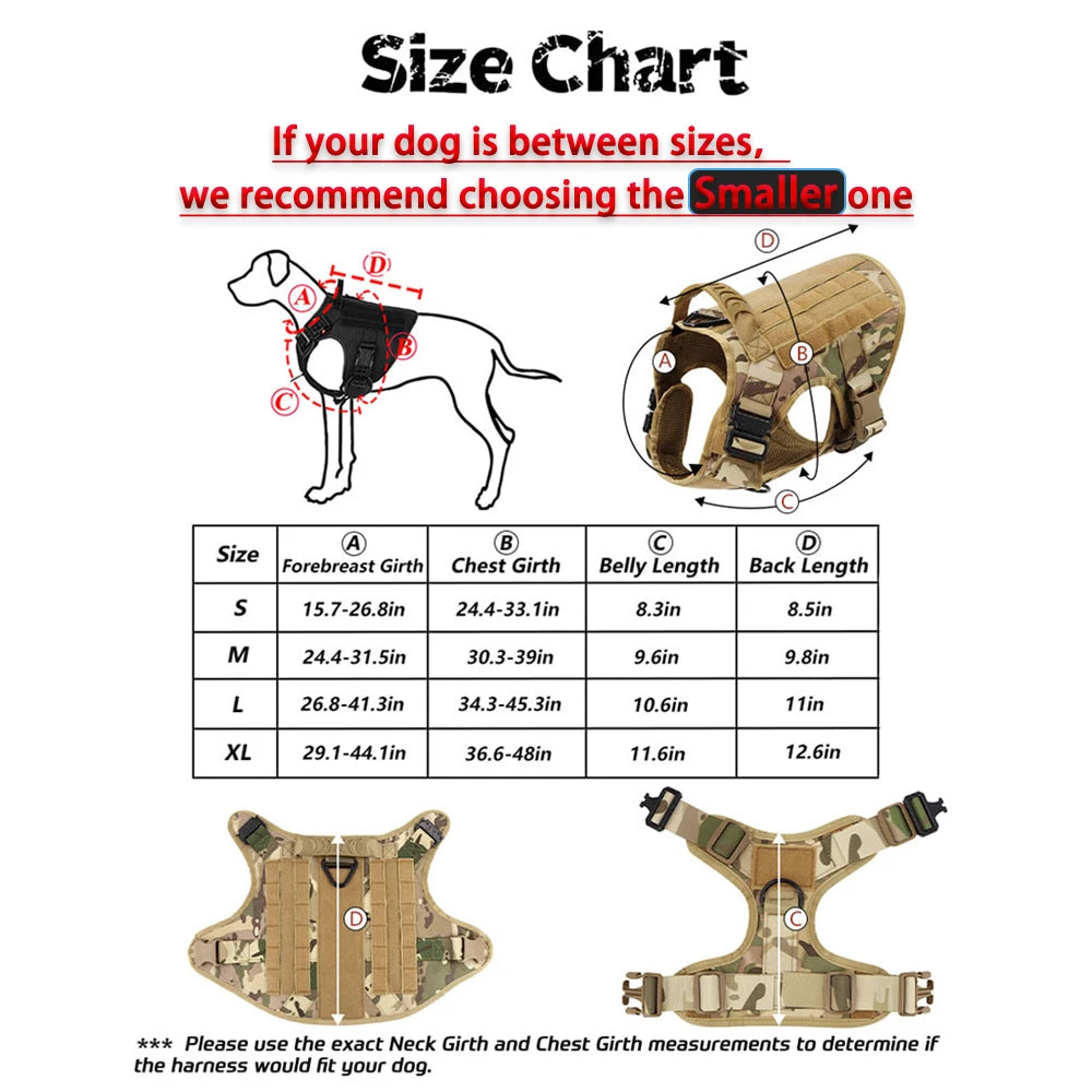 Tactical Dog Harness Set Large Dogs No Pull Malinois