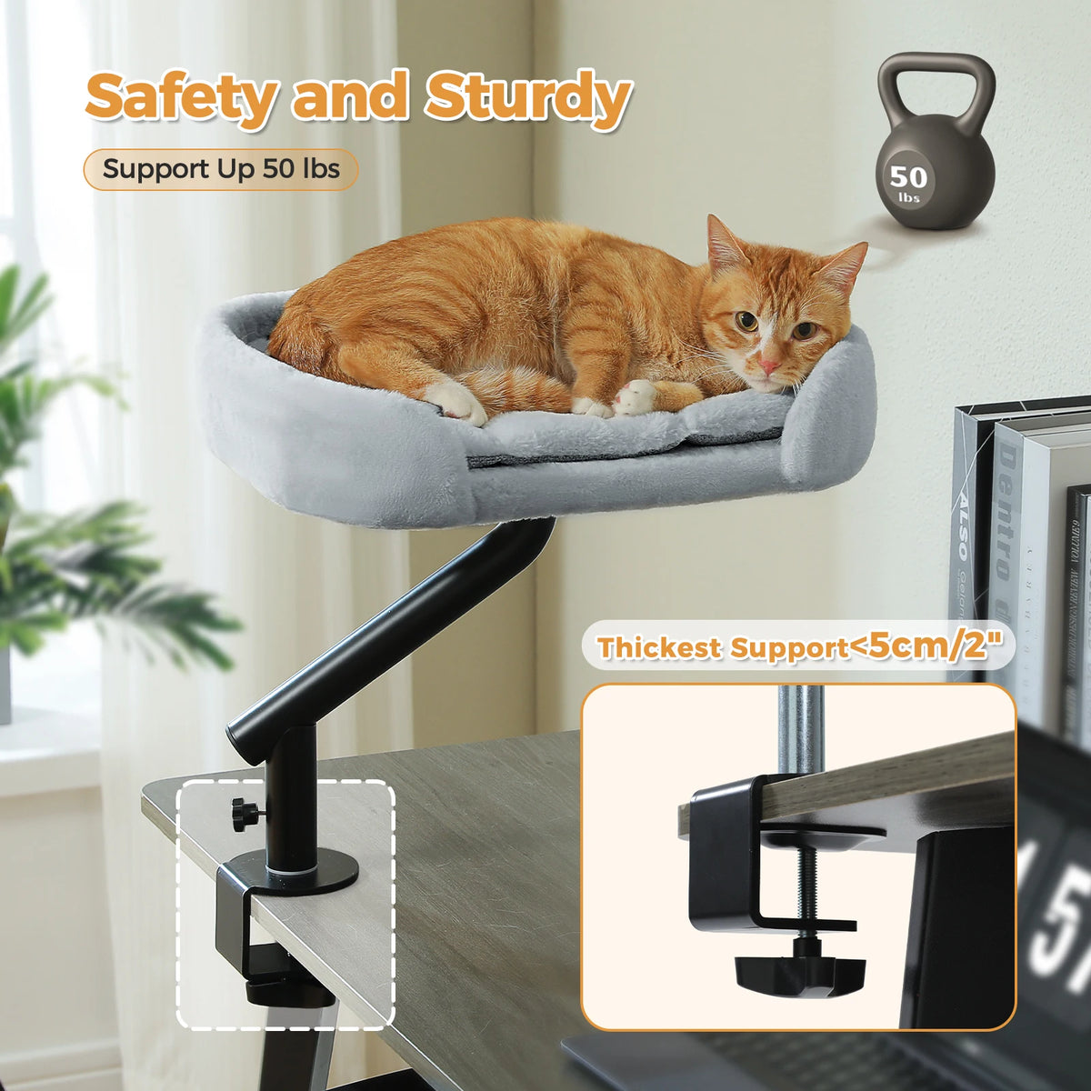 Pawz Road Adjustable Rotatable Plush Desk Cat Bed Stand