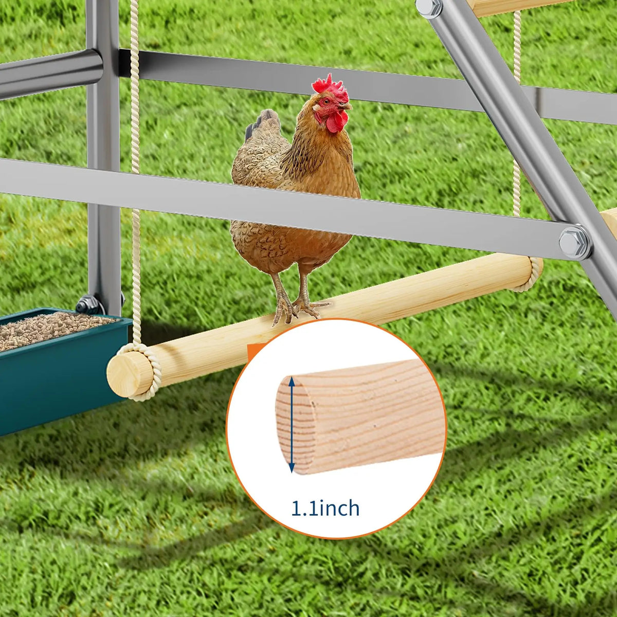 HiMISS Durable Galvanized Steel Chicken Coop Roost
