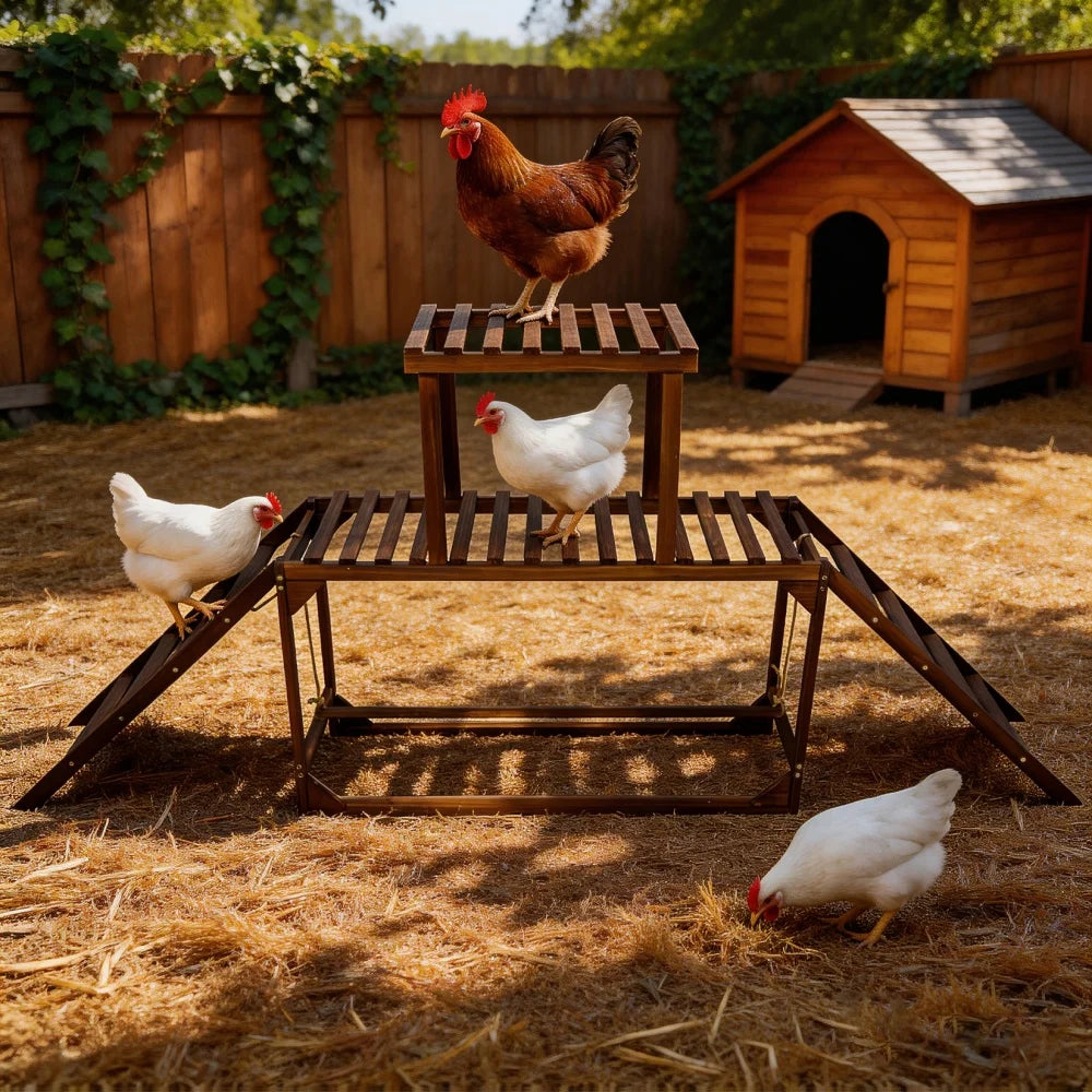 Borwart Chicken Coop Ladder With Swing And Roosting Bar