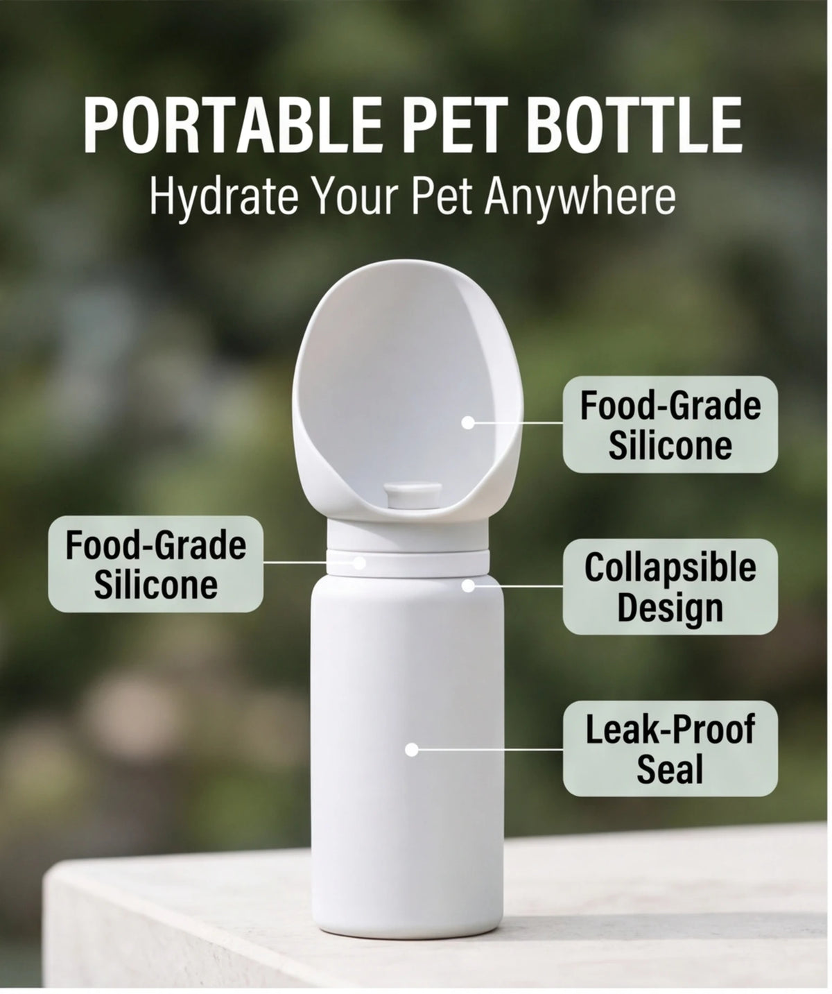 AJN Portable Foldable Dog Water Dispenser Bottle Travel