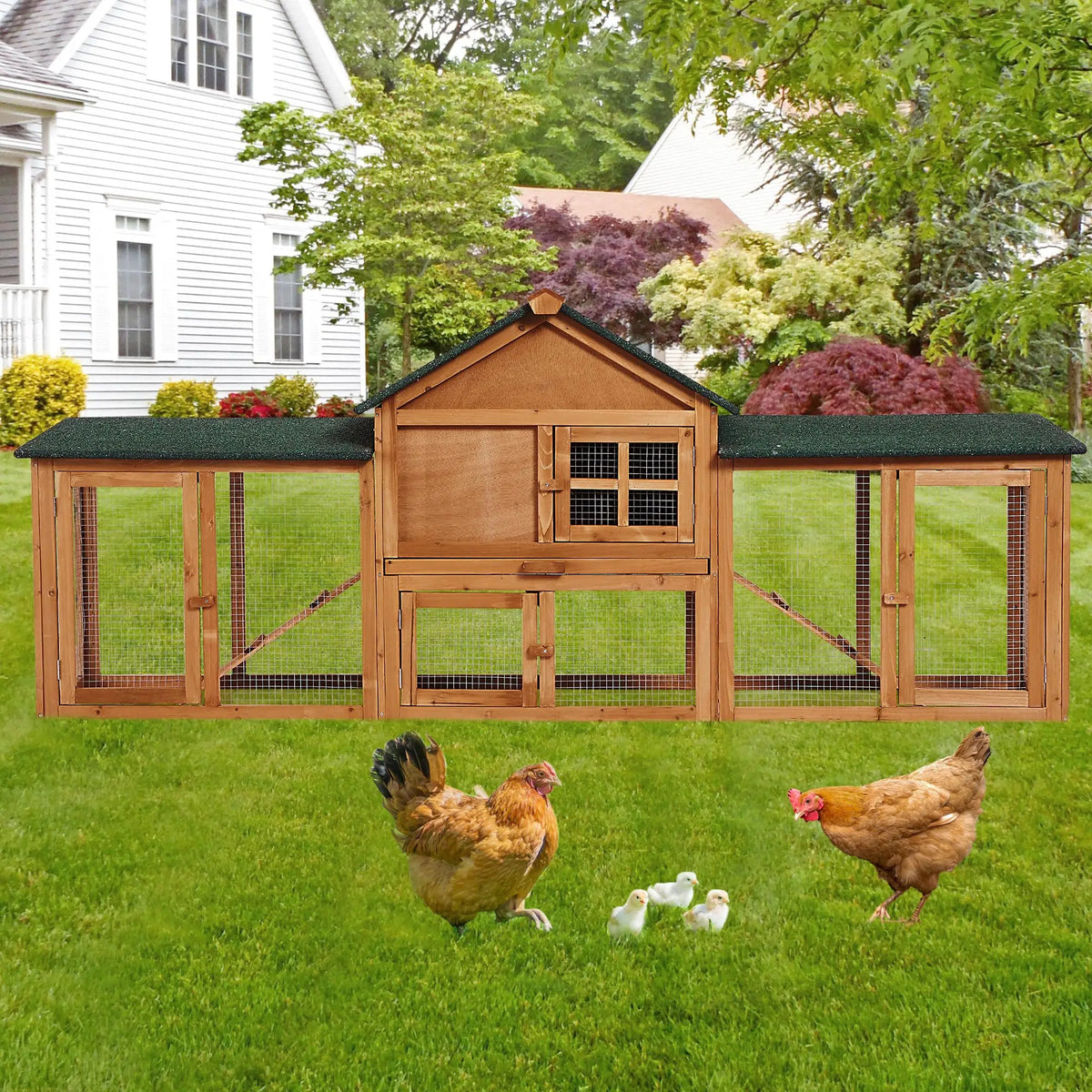 DishyKooker Outdoor Wooden Rabbit Hutch With Double Runs And Ramp