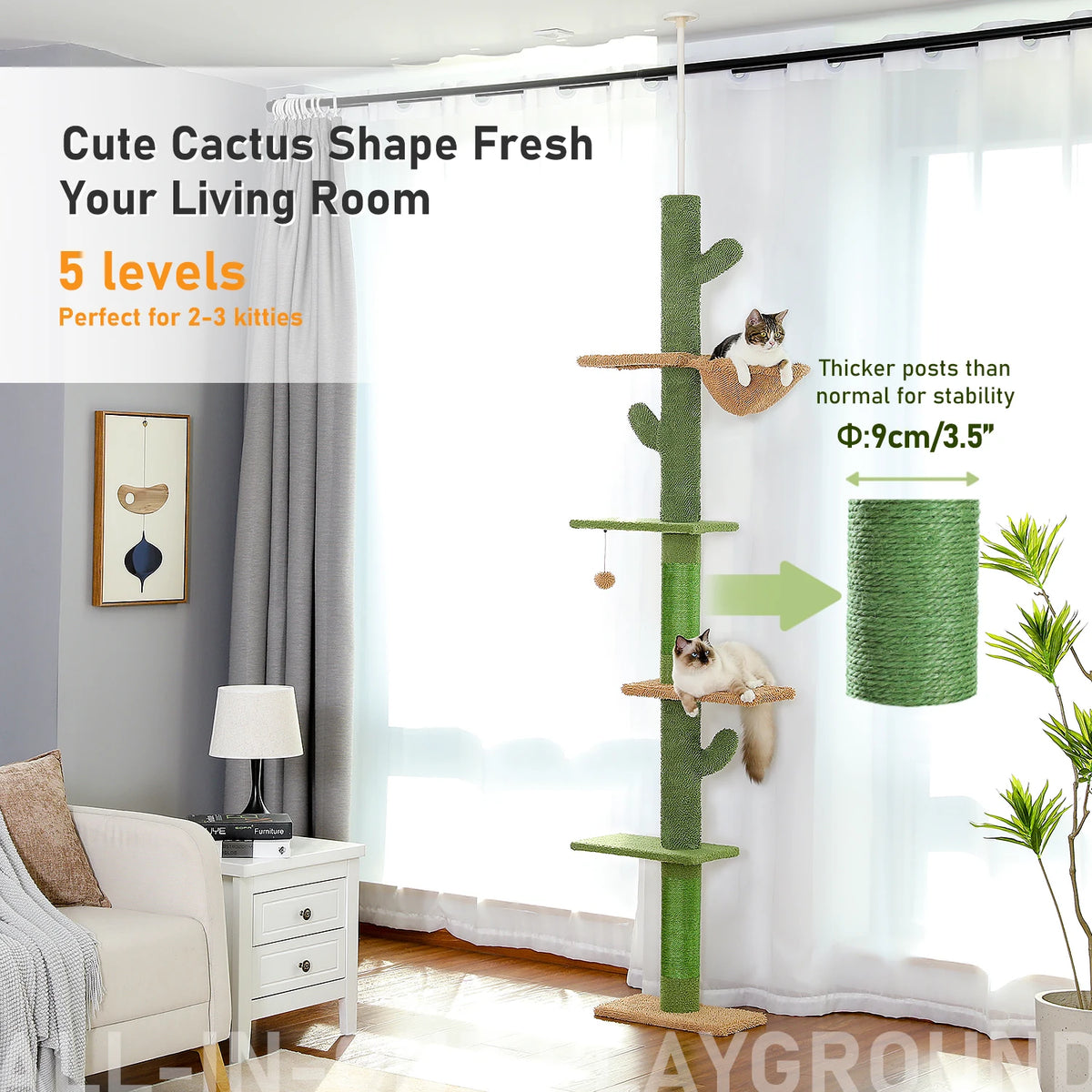 Pawz Road Sturdy Cat Climbing Tree With Hammock And Scratcher