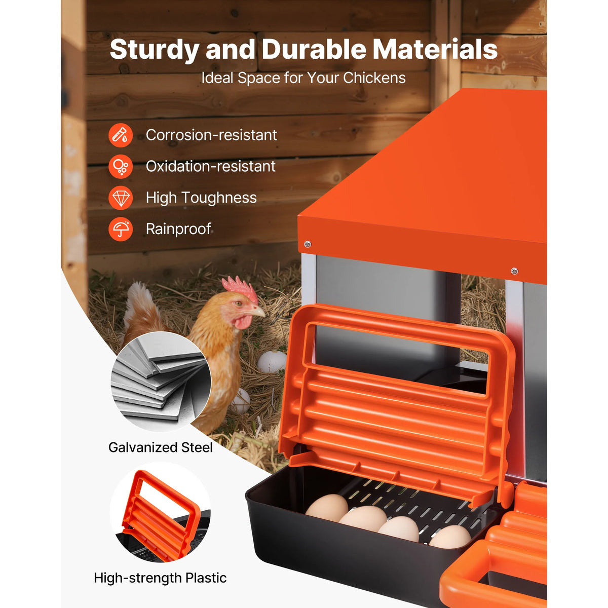 SucceBuy Galvanized Steel Chicken Nesting Box Rollout Egg Tray