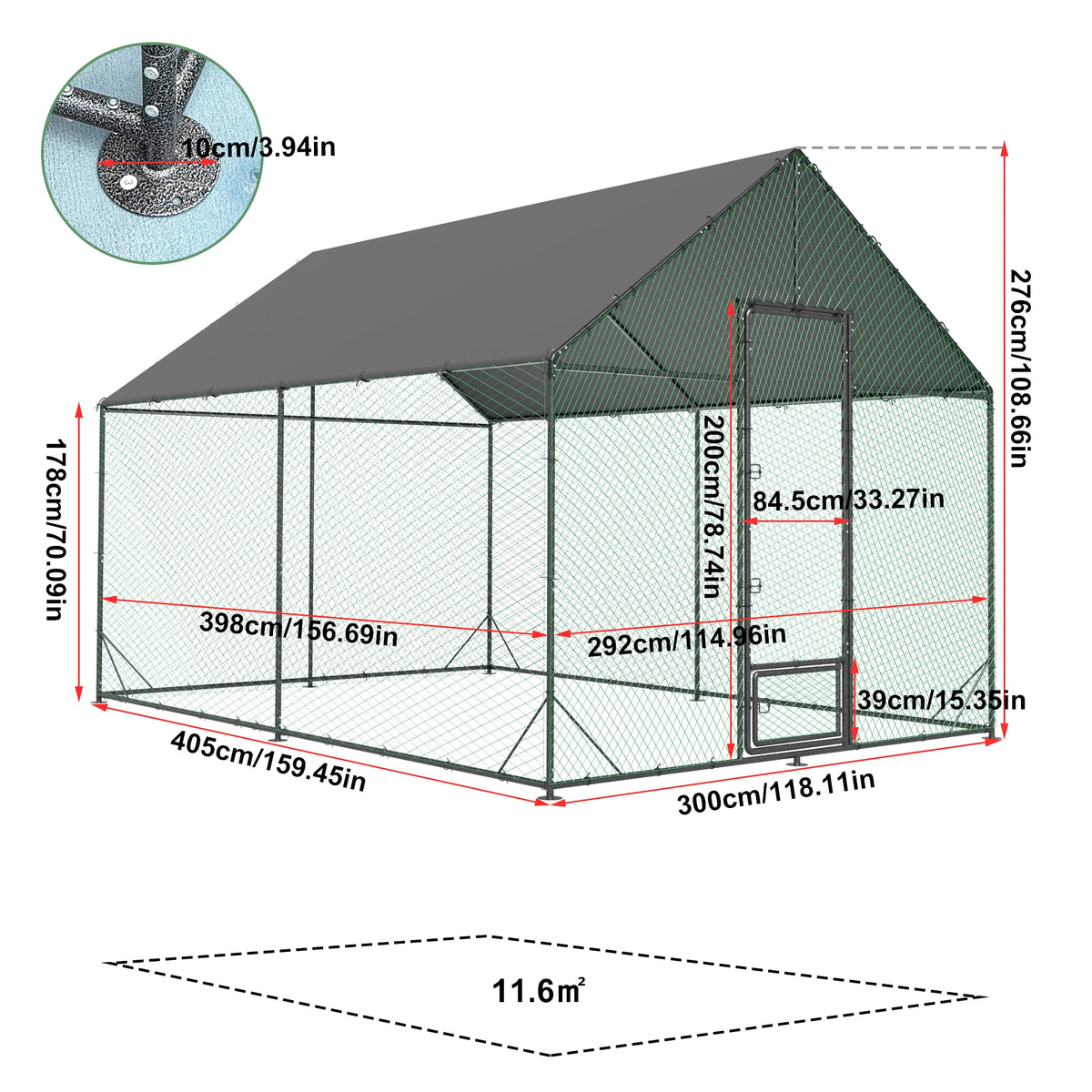 Bingopaw Heavy Duty Metal Chicken Coop With Nylon Netting