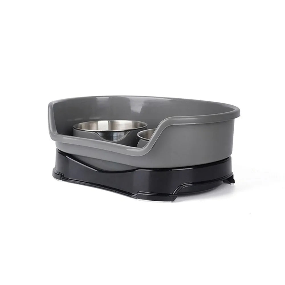 Stainless Steel Dog Bowl Non Slip Removable Baffle Plate