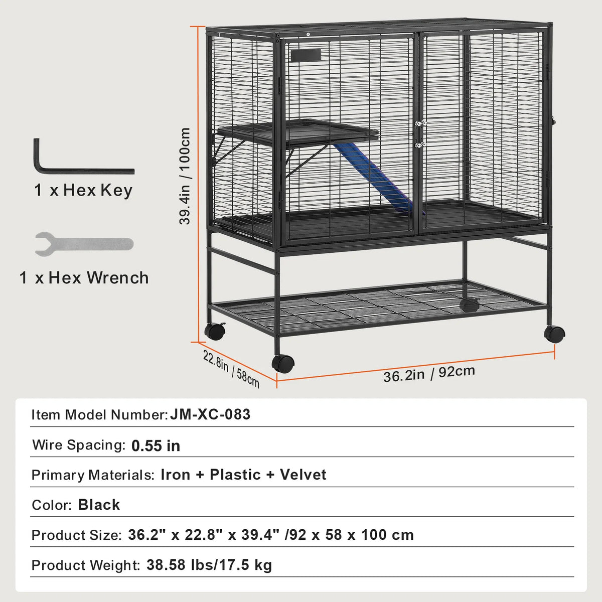 Four Tier Rolling Metal Pet Cage For Small Animals