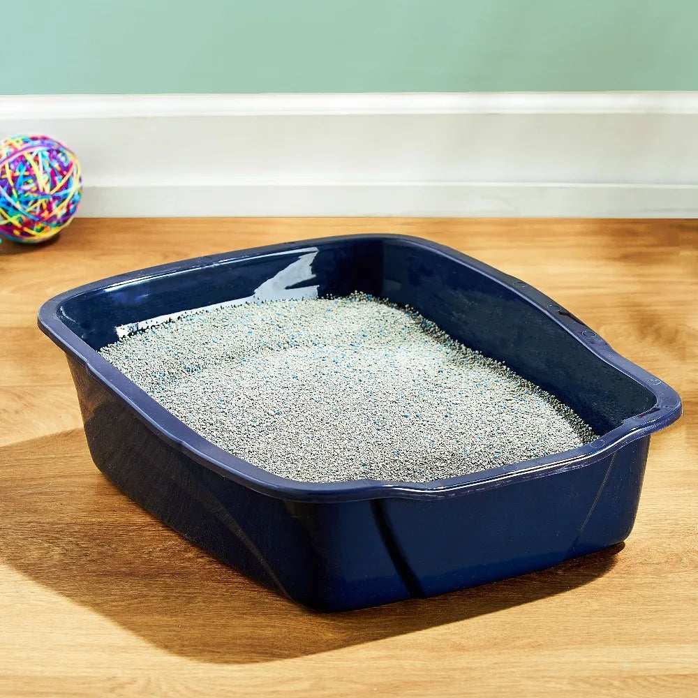 Open Cat Litter Box With High Sides And Removable Lid