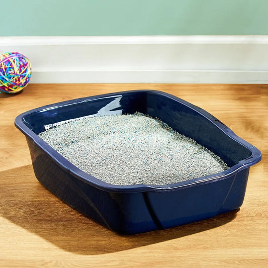 Open Cat Litter Box With High Sides And Removable Lid