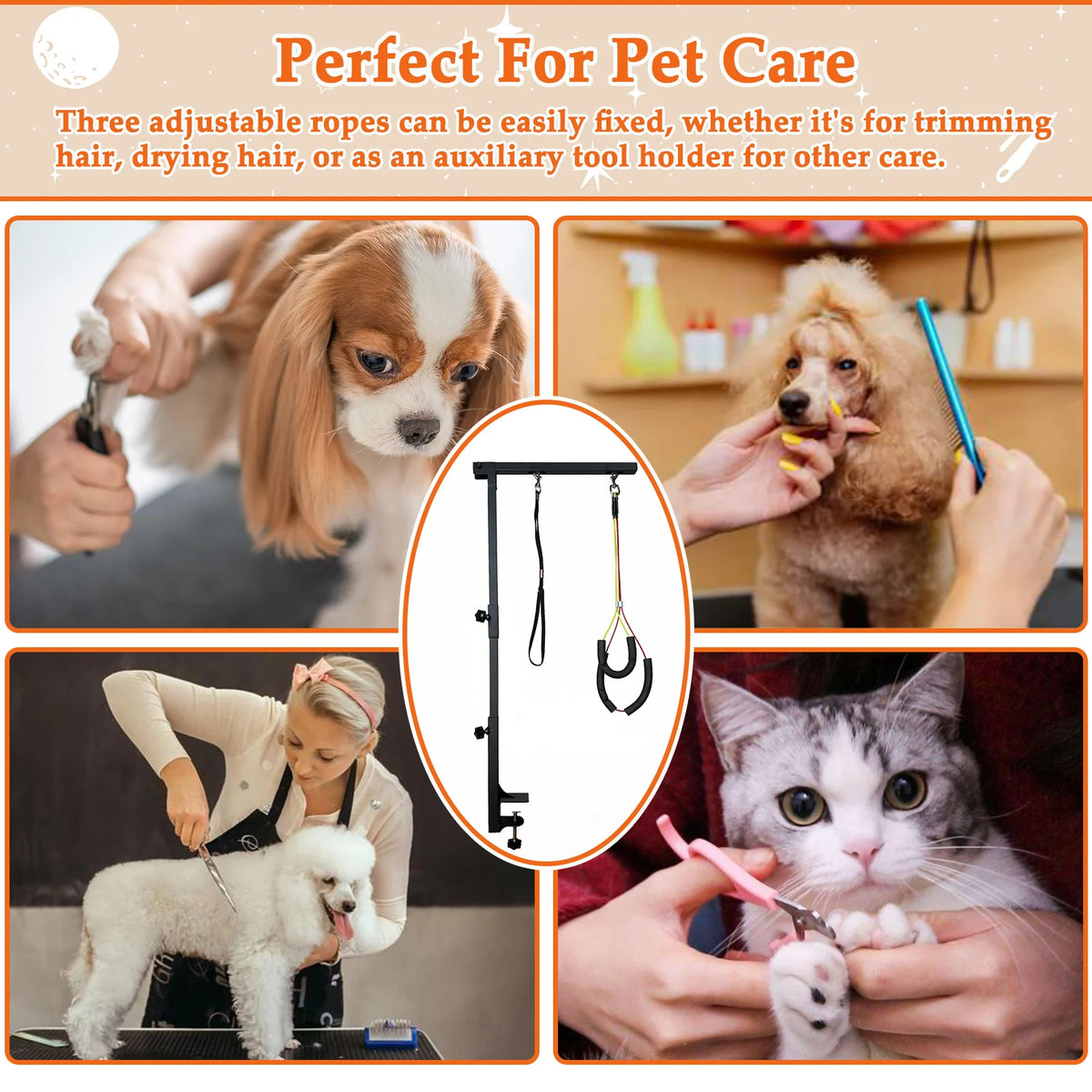 Height Adjustable Dog Grooming Arm With Clamp And Loop