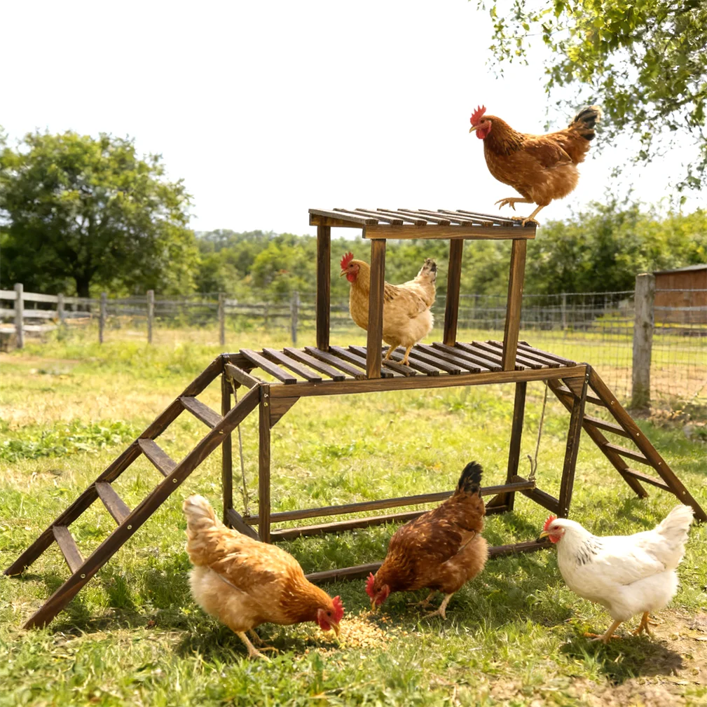 Borwart Chicken Coop Ladder With Swing And Roosting Bar