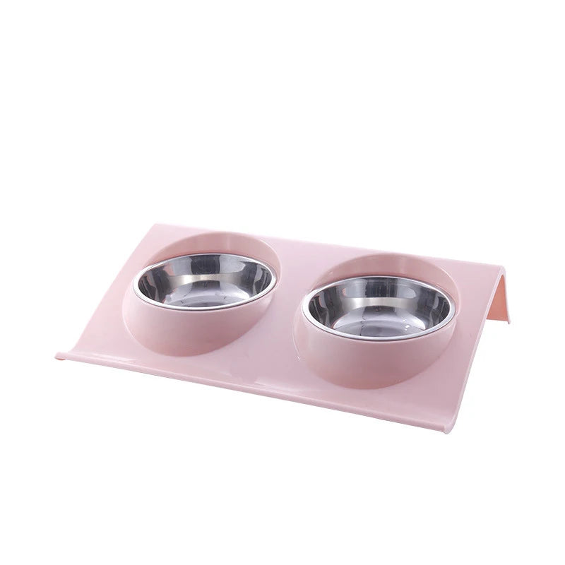 Stainless Steel Double Pet Bowl Feeding Station For Dogs