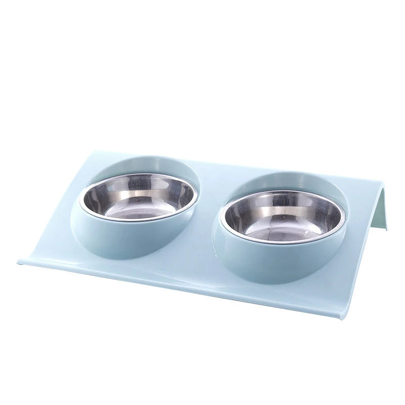 Stainless Steel Double Pet Bowl Feeding Station For Dogs