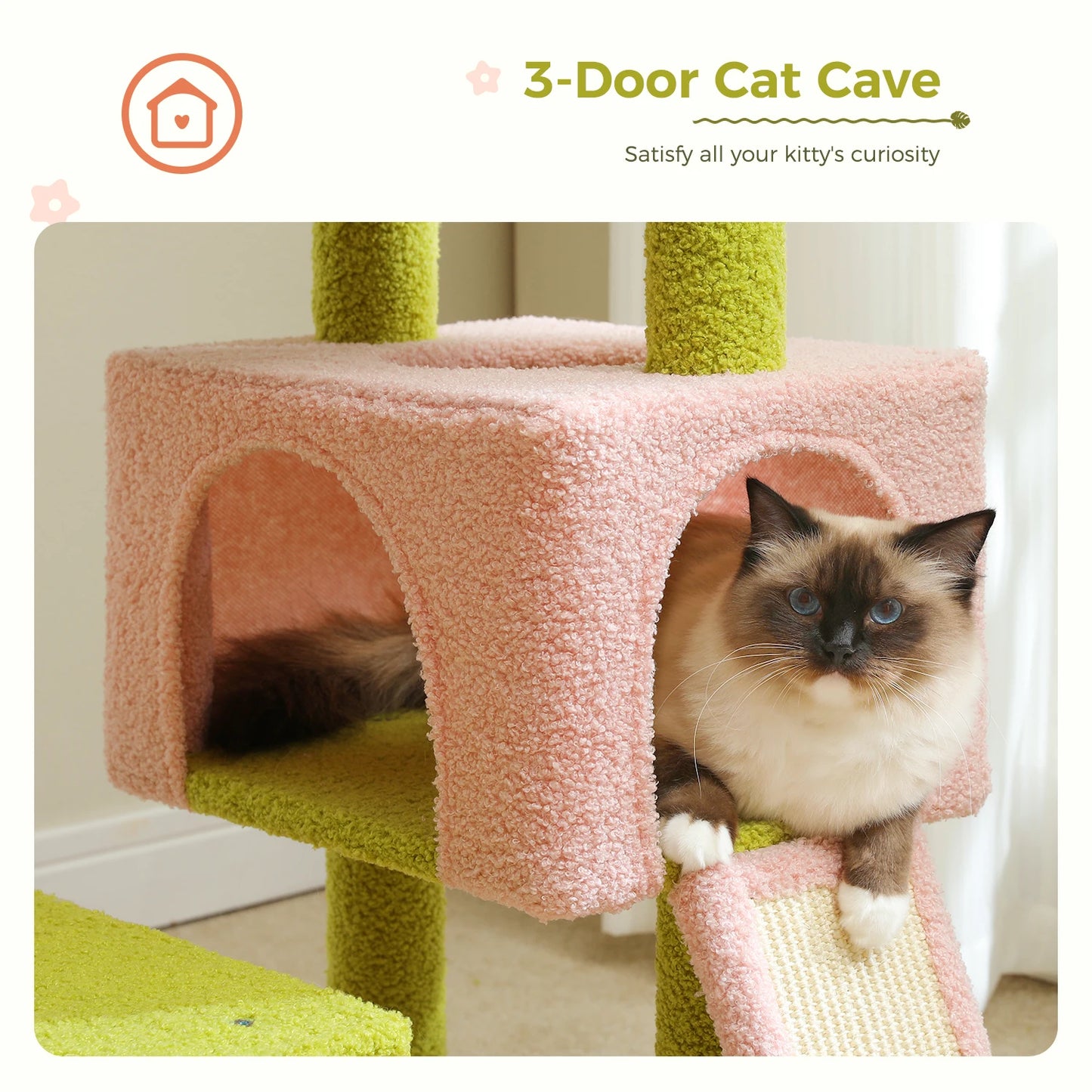PEQULTI CN Flower Cat Tree Multi Level Cat Tower With Scratching Posts