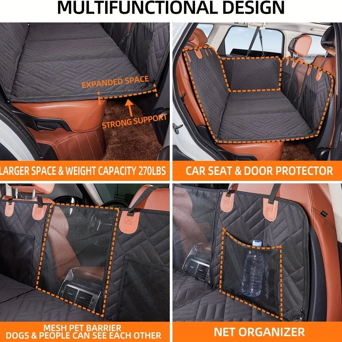 Waterproof Hammock Pet Car Seat Cover With Soft Cotton Padding