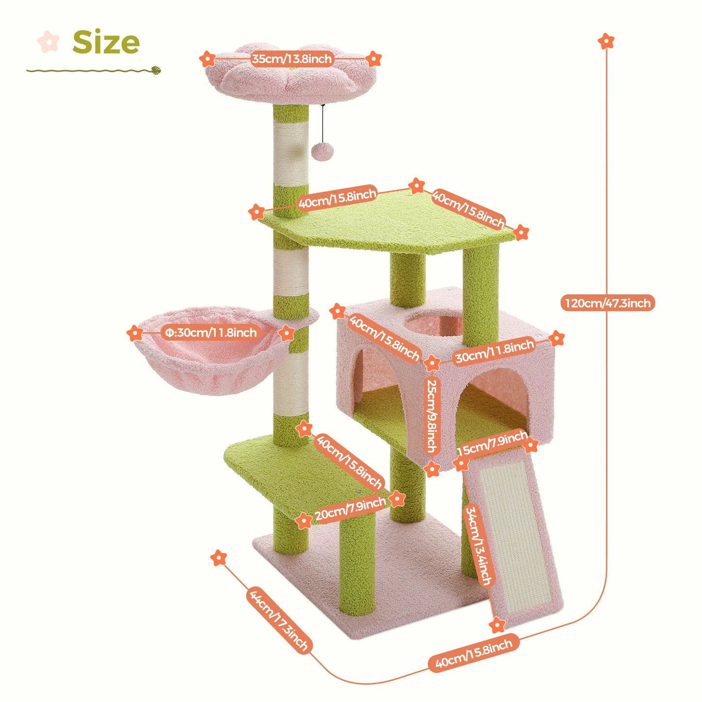 PEQULTI CN Flower Cat Tree Multi Level Cat Tower With Scratching Posts