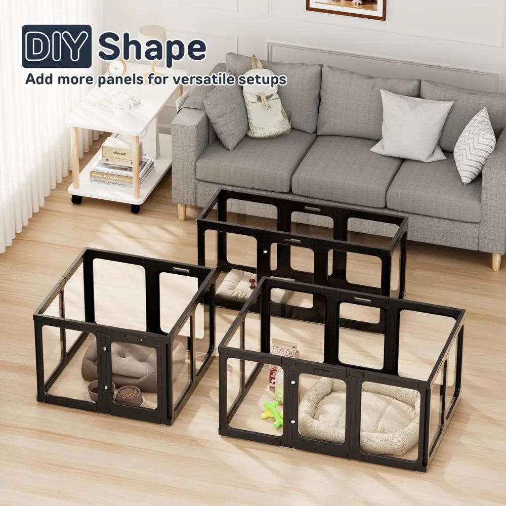 Acrylic Pet Playpen With Door For Small Dogs Cats Rabbits